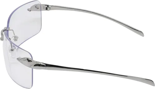 Vista 2 de Gafas de sol sin montura a la moda, rectángulo, lentes teñidas, gafas de los años 90, estilo retro, marcos cuadrados, arte de metal transparente