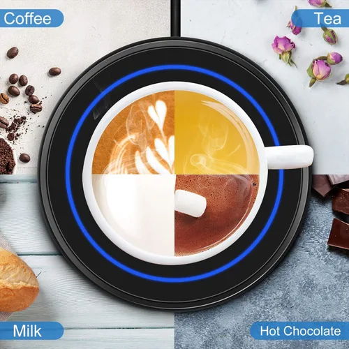 Vista 7 de Calentador de taza de café, calentadores de bebidas eléctricos para uso en escritorio de oficina y hogar, posavasos inteligente con termostato