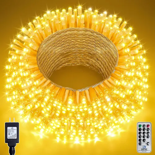 Vista 12 de Luces de Árbol de Navidad LED de 66 pies con 200 LED, Luces Navideñas Exteriores Blanco Frío Brillante para Casa, Luces de Hadas con 8 Modos