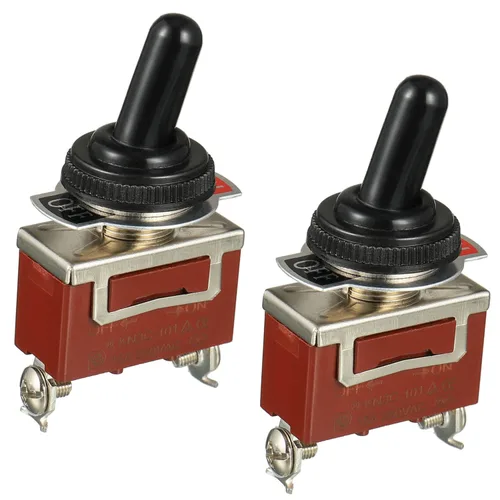 Vista 8 de BOJACK Interruptor de palanca basculante de 20 A, 12 V CC/120 VCA, 2 pines de encendido/apagado SPST con cubierta de seguridad roja para automóvil