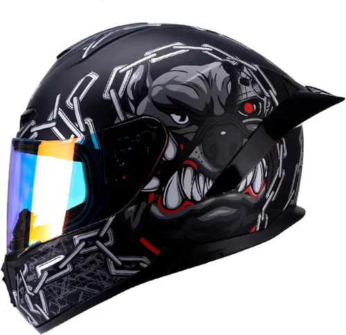 Vista 9 de Casco de motocicleta retro de cara completa aprobado por DOT