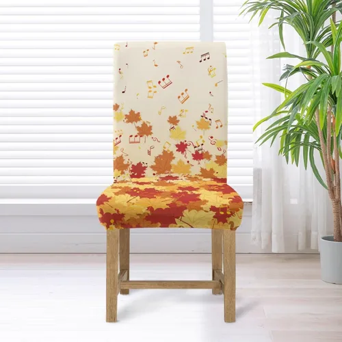 Vista 6 de Rnyleeg Juego de 1 fundas para sillas de comedor de otoño, diseño de hojas, para sala de estar, sin brazos, funda elástica para silla de cóctel