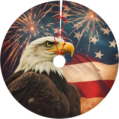 Vista 17 de 4th of July Christmas Tree Skirts 30", Flag Memorial Day Xmas Tree Cloth Mats Trees Skirts for Decor Gift, Home Decoration