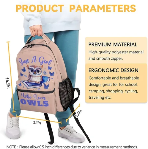 Vista 3 de GIHSWE Mochila de búho para niñas y niños, mochilas de dibujos animados lindas de 16 pulgadas para niños y estudiantes, regalos para los amantes