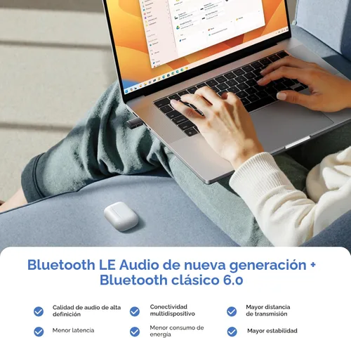 Vista 2 de UGREEN Adaptador Bluetooth USB-C para PS5, consolas de juegos y PC, transmisor Bluetooth 6.0 con LE Audio, aptX Adaptive/HD/aptX/SBC, emparejamiento
