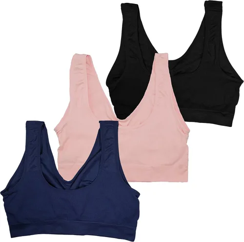 Vista 2 de Brasier sin varillas sin costuras para mujer, talla grande, 3 unidades, con almohadillas extraíbles