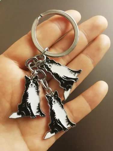 Vista 3 de Llavero de perro, llavero colgante para mascotas, lindo llavero de metal para amantes de los perros, Collie de la Frontera