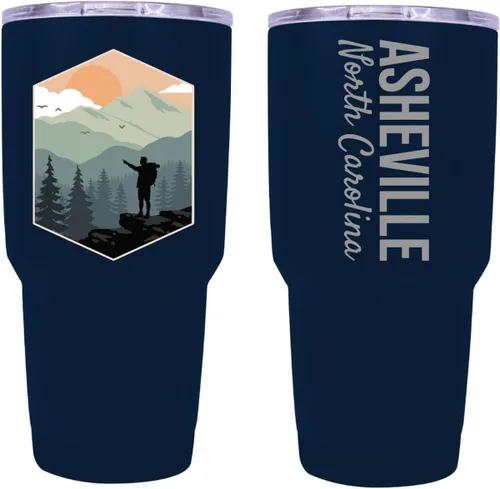 Vista 6 de Asheville North Carolina Souvenir - Vaso aislado de acero inoxidable, 24 onzas, color verde