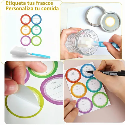 Vista 3 de Mason Jars - Tarros de boca regular de 8 onzas, paquete de 4 tarros de vidrio de grado alimenticio con tapas herméticas, tarros reutilizables sin