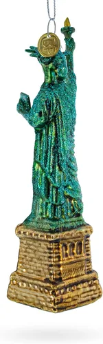 Vista 3 de Estatua de la Libertad Nueva York Adorno de Navidad de cristal