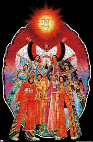 Vista 9 de Earth Wind & Fire - Póster de pared con banda, 22.4 pulgadas de largo x 14.7 pulgadas de ancho, versión enmarcada de madera de granero