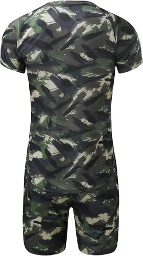 Vista 6 de Conjunto deportivo para hombre, conjunto de verano para hombre, manga deportiva, pantalones cortos ajustados de secado rápido, camuflaje para hombre