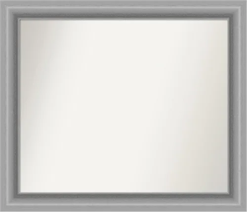 Vista 299 de Amanti Art Espejo de baño plateado para sobre fregadero, 26 x 26 pulgadas, espejo cuadrado de níquel pulido, marco de madera tradicional mediano, se