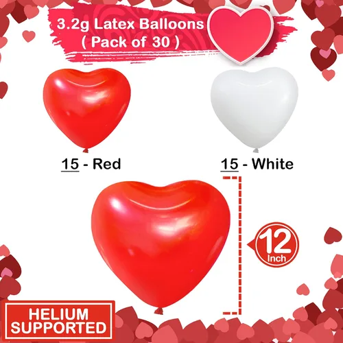 Vista 4 de KatchOn Globos de corazón rojo y blanco, paquete de 30