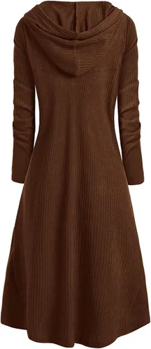 Vista 3 de Vestido de sudadera con capucha para mujer manga larga elástica capa talla grande medieval retro vintage abrigo de Halloween Blanco M
