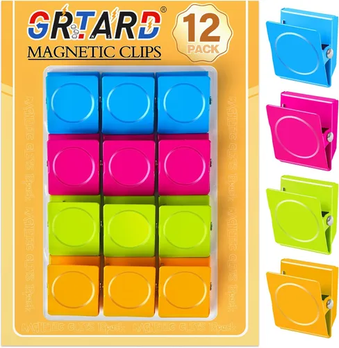 Vista 10 de Grtard Paquete de 8 clips magnéticos coloridos, clips magnéticos fuertes para nevera, clips magnéticos de metal para refrigerador, taquilla, pizarra