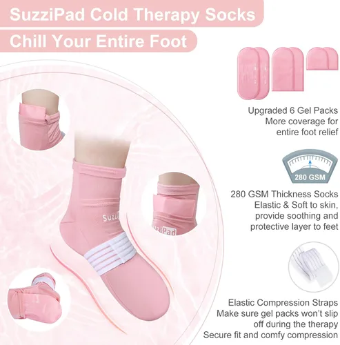 Vista 7 de SuzziPad Paquete de cuidado de quimioterapia para mujeres y hombres, guantes de enfriamiento, calcetines y gorras frías para quimioterapia, ideal