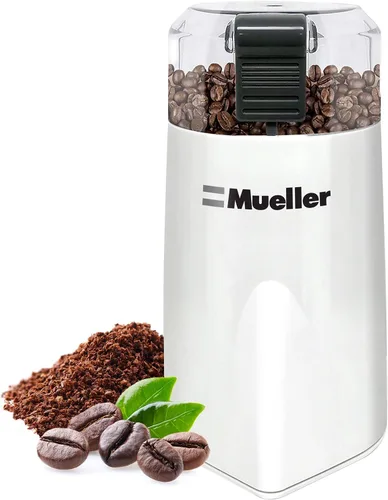 Vista 9 de MuellerLiving Molinillo de café eléctrico para especias, nueces, hierbas y granos de café, cuchilla afilada, acero inoxidable - Blanco