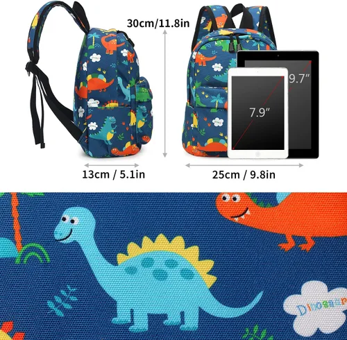 Vista 2 de Mochilas de lona lindas para niños, Azul oscuro, Mochilas de mochila
