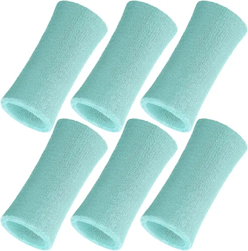 Vista 21 de WILLBOND Bandas de sudor de muñeca de 6 pulgadas para hombres y mujeres, elásticas, atléticas, largas, absorbentes, para baloncesto, tenis, correr