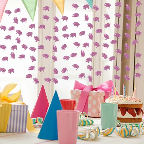 Vista 5 de 100 piezas de confeti de cerdo, dispersión de papel de cerdo con purpurina rosa, confeti de mesa de animales de granja, decoración de pastel