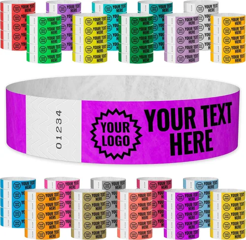 Vista 12 de Tyvek - Pulseras personalizadas de 3/4 de pulgada para eventos - Personalizadas con imagen o logotipo (tipo papel) Personalize w/ Clipart Text &