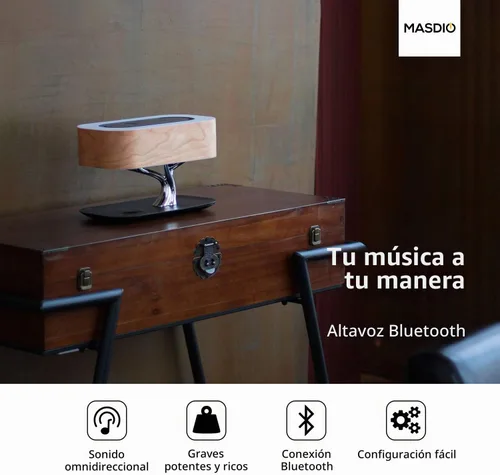 Vista 5 de Ampulla Lámpara de noche con altavoz Bluetooth y cargador inalámbrico, modo de sueño, regulable sin pasos, 20.00watts Luz del árbol (Más)
