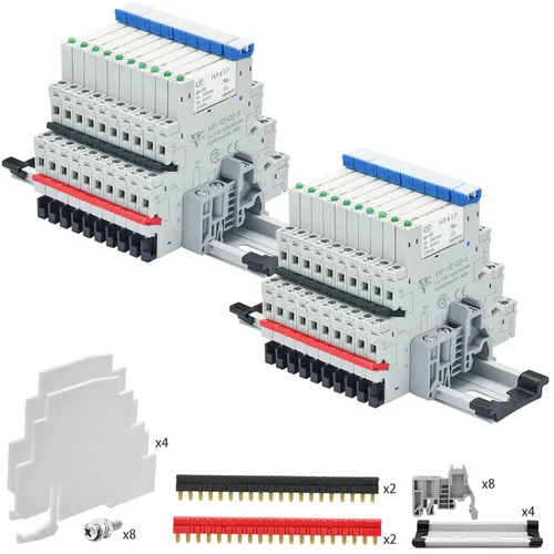 Vista 9 de Relé electromagnético 5VDC SPDT 6Amp, relés de alimentación con indicador LED, base de enchufe, riel DIN, ultra delgado de 6.2mm, certificación UL