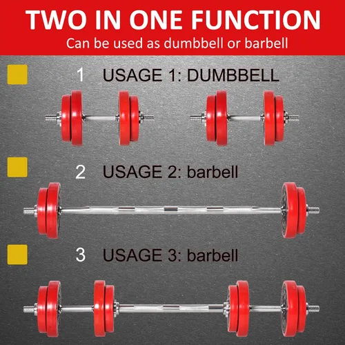 Vista 3 de Soozier Adjustable Dumbbell Set, Convertible to Barbell Weight Set for Home Gym Women and Men Weight Lifting Training.