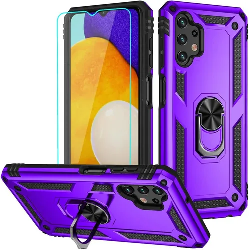 Vista 9 de Funda para Galaxy A13 4G, Samsung A13 4G con protector de pantalla HD, soporte de anillo de grado militar, soporte de automóvil de 15 pies, probada