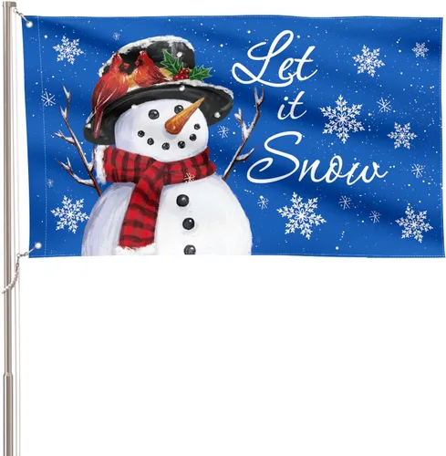 Vista 14 de AVOIN colorlife Deje que nieve muñeco de nieve copo de nieve bandera de Navidad de jardín 12x18 pulgadas de doble cara, bandera decorativa de granja