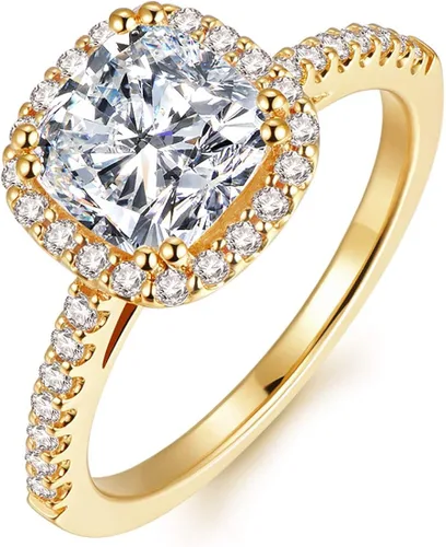 Vista 3 de HAFEEZ CENTER Engagement Rings for Women, Promise Rings for Women, Rings, Rings for Women, 2.5ct Cushion Cut Yellow Gold Plated Engagement Rings
