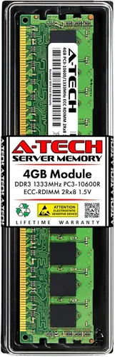 Vista 177 de A-Tech 4GB DDR3 1333MHz PC3-10600R ECC RDIMM 1Rx4 Rango único 1.5V Registrado DIMM 240-Pin Módulo de actualización de memoria RAM de servidor