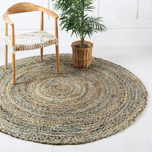 Vista 10 de Unique Loom Trenzado Chindi Collection - Alfombra ovalada azul moderna casual (2 pies x 3 pies)