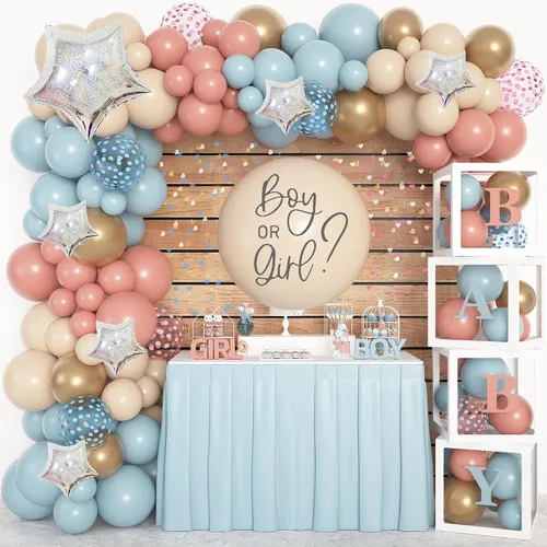 Vista 8 de Amandir 137 globos de color azul bebé, decoraciones para baby shower