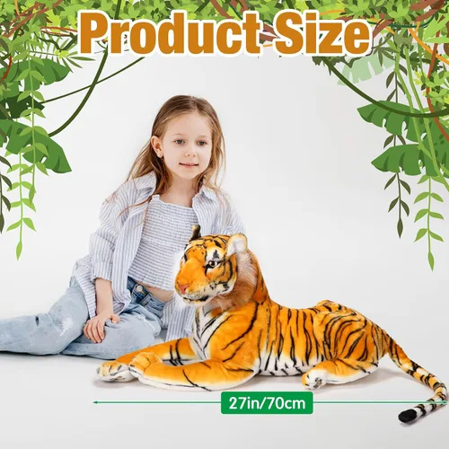 Vista 2 de Syhood Juguete gigante de peluche de tigre gigante de 27 pulgadas, adecuado para regalos de cumpleaños