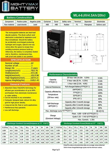 Vista 6 de Mighty Max Battery Mojo Robo Duck Decoy Game Deer Feeder Batería Recargable Reemplazo 6V 4.5AH - Paquete de 10