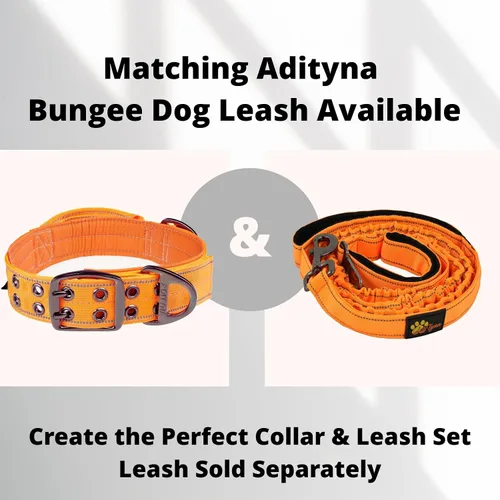 Vista 7 de ADITYNA Collar de perro resistente para perros grandes con mango de tráfico Naranja