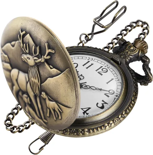 Vista 9 de Bronze G Quartz Pocket Watch for Men, Men's Quartz Pocket Watch with Chain Anime-G