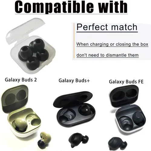 Vista 5 de Almohadillas de espuma viscoelástica para Samsung Galaxy Buds+ (S/M/L), puntas de repuesto para Galaxy Buds 2/Galaxy Buds FE/Galaxy Earbud Negro