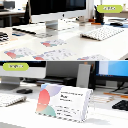 Vista 4 de 3 soportes acrílicos para tarjetas de visita para escritorio, soporte para tarjetas de presentación de escritorio, soporte transparente