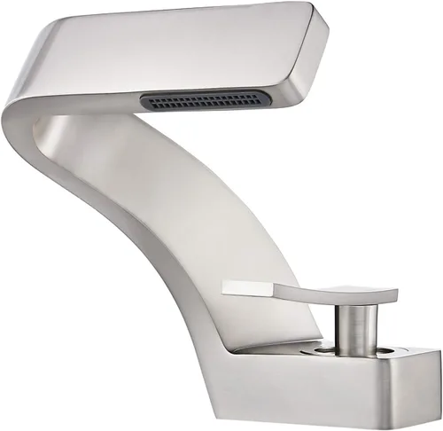 Vista 10 de becola Grifo de cascada para lavabo de baño, grifo mezclador de agua fría y caliente de latón macizo de una sola manija, grifo para lavabo