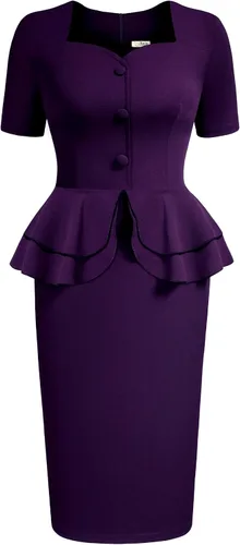 Vista 2 de AISIZE Vestido de cóctel cuadrado vintage de los años 40 para mujer