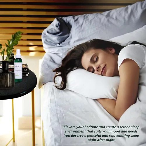 Vista 5 de Spray de lavanda para dormir, almohadas, ropa de cama y pijamas, aroma natural calmante de lavanda y manzanilla con energía de amatista y reiki.