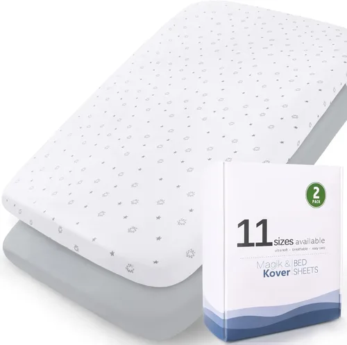 Vista 8 de Sábanas ajustables de moisés que se ajustan a UPPAbaby, SNOO, moisés Chicco LullaGo Anywhere y almohadilla de colchón de 13" x 30", paquete de 2