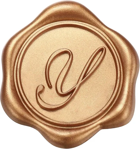 Vista 26 de Yoption - Pegatinas adhesivas de sello de cera con letra inicial A, paquete de 25 pegatinas de sello de cera con letra antigua dorada, sellos