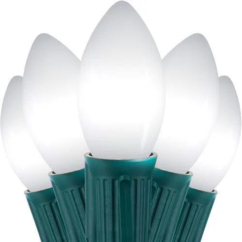 Vista 11 de Luces LED de Navidad vintage C9 para exteriores, cadena de 50 pies con 25 bombillas inastillables, impermeables, conectables, luces de árbol