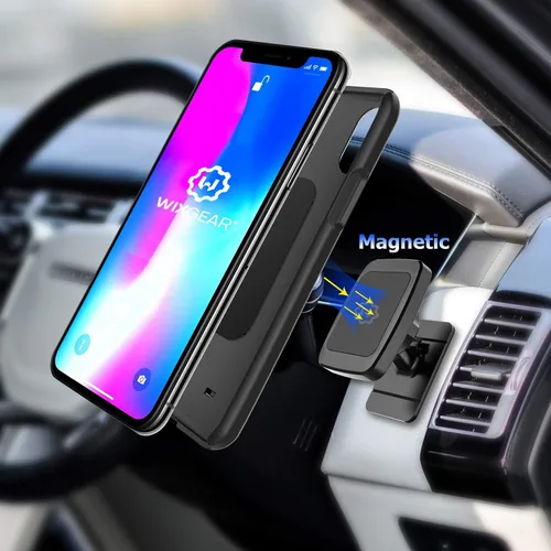 Vista 2 de WixGear - Soporte magnético para teléfono para automóvil, soporte magnético universal para tablero, para teléfonos celulares y mini tabletas