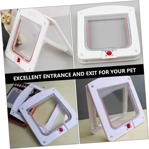 Vista 3 de HEMOTON 2 puertas controlables con solapa para gatos para un fácil acceso, portal para gatos, duradera, fácil de instalar, puerta para mascotas