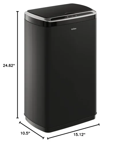 Vista 18 de Kraus GarbagePro Bote de basura rectangular de 13 galones manos libres con sensor de movimiento operado por batería en acabado negro mate con tapa